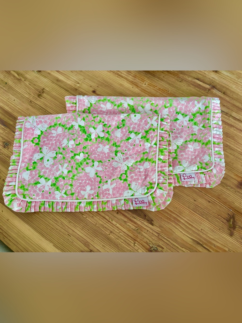Lilly Pulitzer Set 2 Pink Green White Bedroom Butterfly 🦋 Pillow Shams Cases